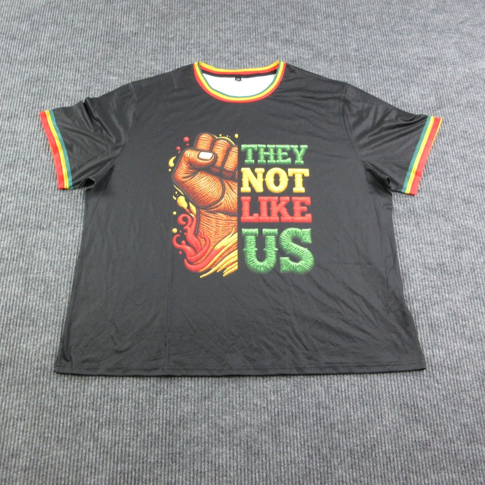 They Not Like Us Shirt Mens 4XL Black Polyester Ringer Crew Neck Graphic Tee